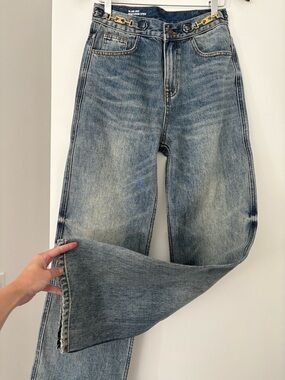 Celine High Rise Wide Leg Jeans Size M Blue Medium Wash by Hedi Slimane Waist 27